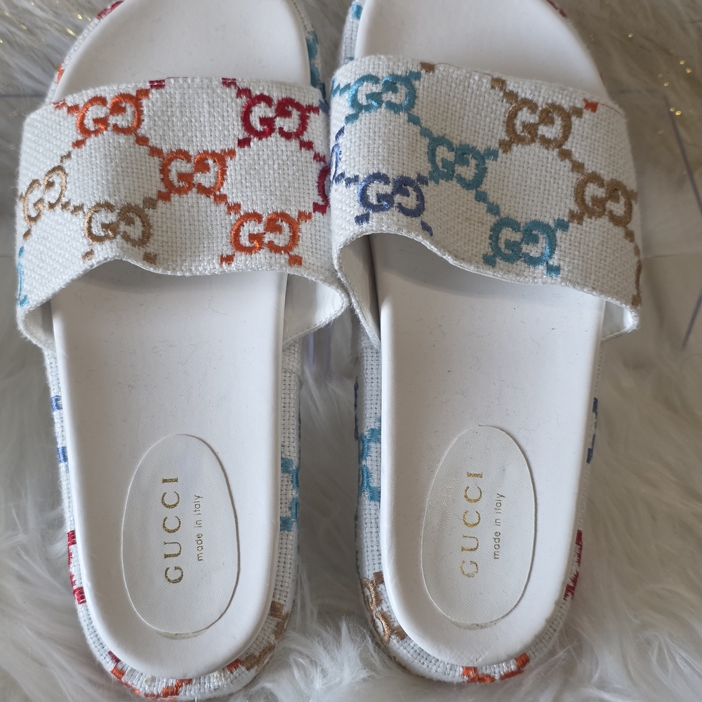 Gucci Multicolor Slide Sandals-Fits Size 7.5 To 8 WOMEN